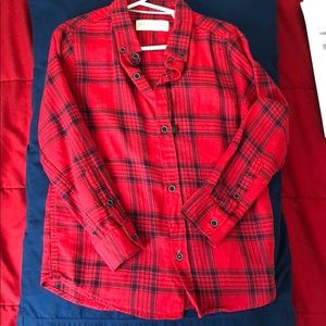 NWT ZARA red plaid button down shirt
